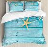 Beach Sea Starfish Shells Green 3pcs Bedding Set For Bedroom Double Bed Home Textile Duvet Cover Quilt Cover Pillowcase