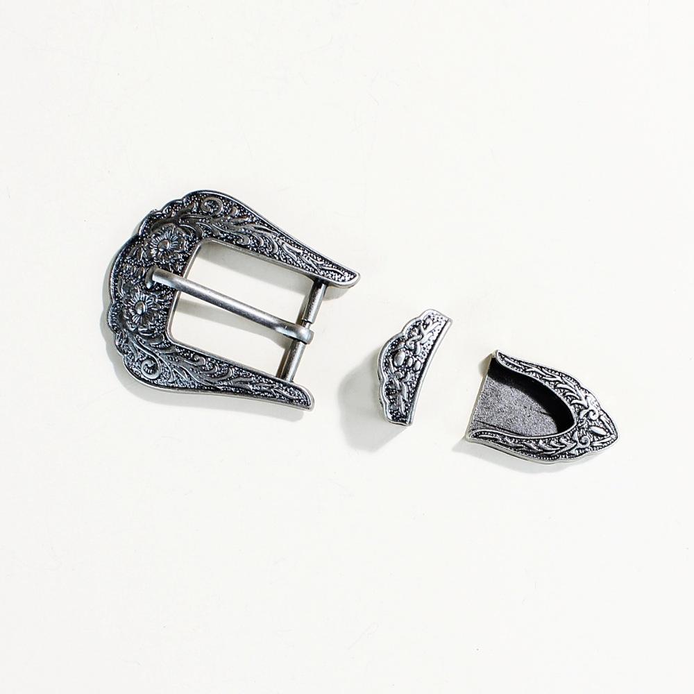 Retro Alloy Belt Buckle Head, Ethnic Style Classic Belt Three-Piece Set, Pin Buckle, Metal Printing Belt Buckle Accessories