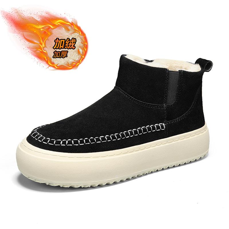 Snow boots men's shoes fleece warm lazy thickened cotton shoes thick-soled non-slip short boots