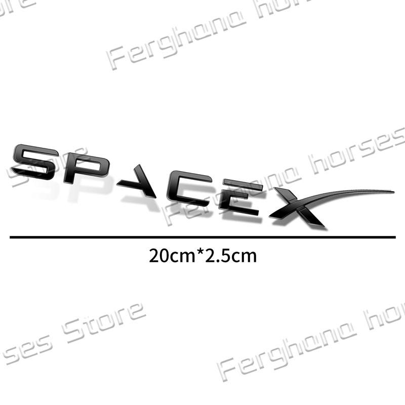 ABS Plastic 3D Car Body Fender Side Emblem Sticker Decor For SpaceX Letter Logo Rear Trunk Badge Decals Accessories