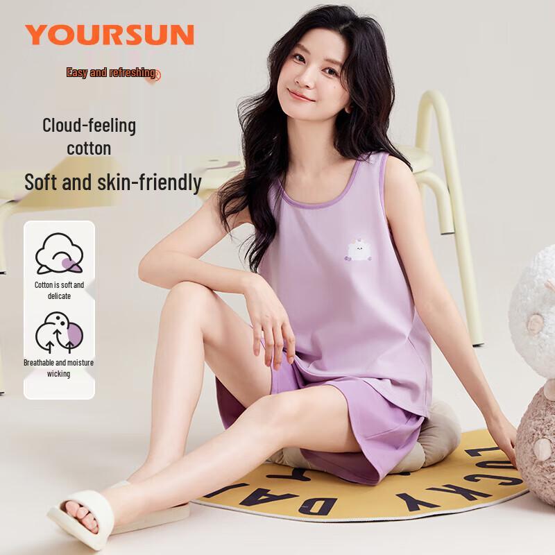 Women s Summer Sleeveless Cotton Blend Pajama Set L