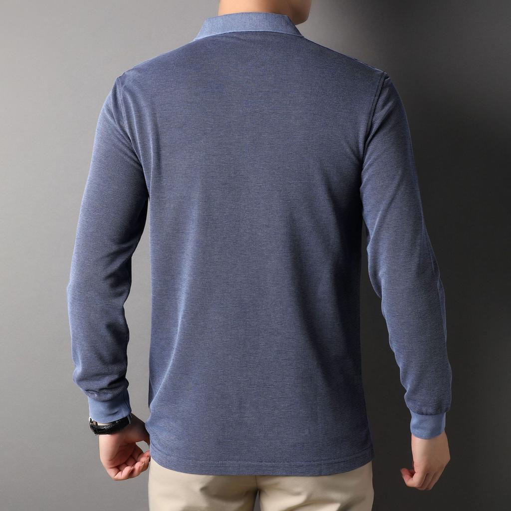 Long-sleeved T-shirt Men's Spring and Autumn New Lapel POLO Shirt Business Casual Cotton Outer Wear Middle-aged Men's Clothing