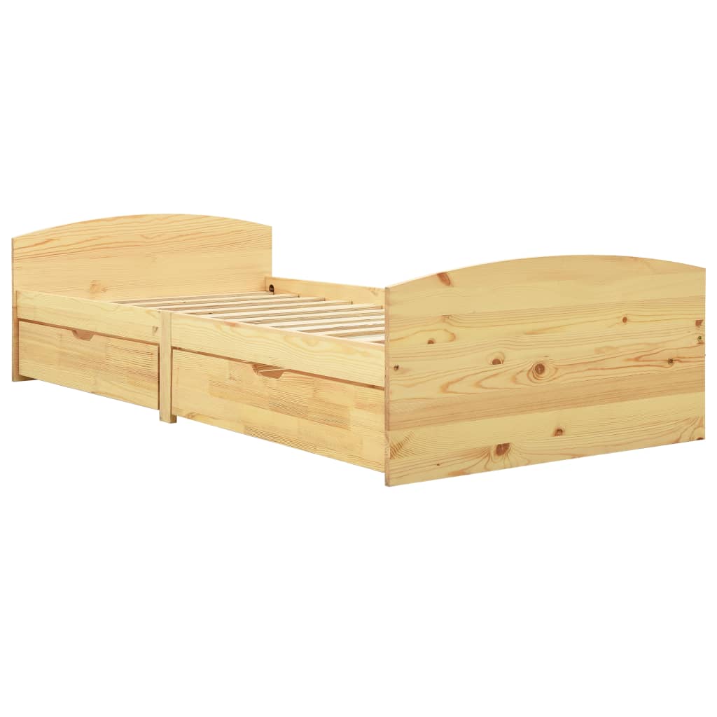 Solid Wood Bed with 2 Drawers Pine Wood 90x200 Cm