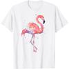Camiseta com Arte em Aquarela de Pássaro Flamingo Rosa