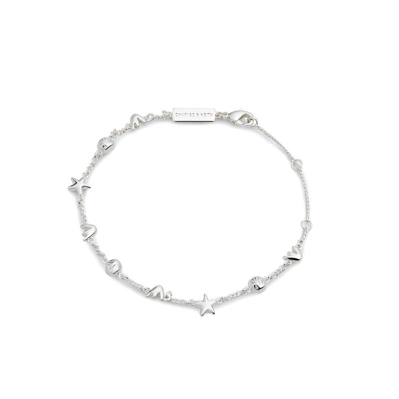 CHARLES&KEITH Small ck fashionable summer vacation style spring high-looking popular versatile shell starfish brass bracelet CK5-12120434-Silver R