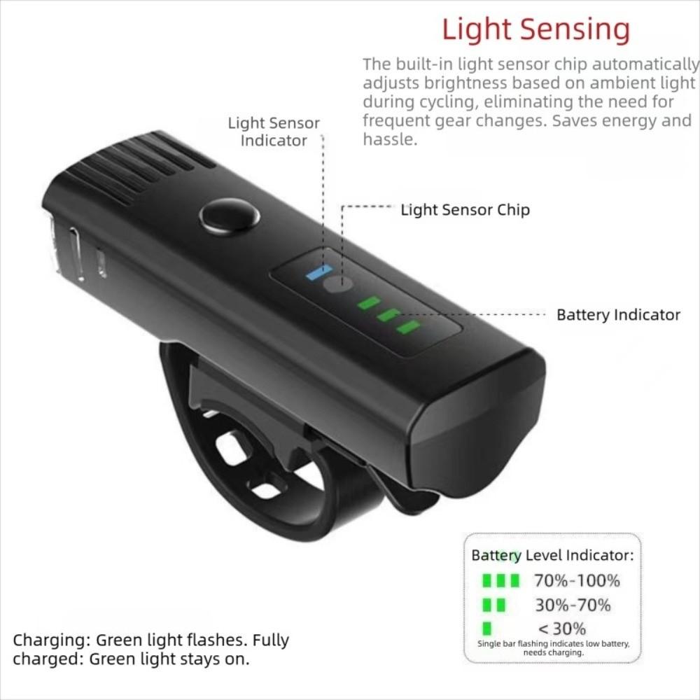 Waterproof Bike Front/Rear Light Smart Sense USB Rechargeable Bicycle Light Power Display Bike Headlight Taillight Bike