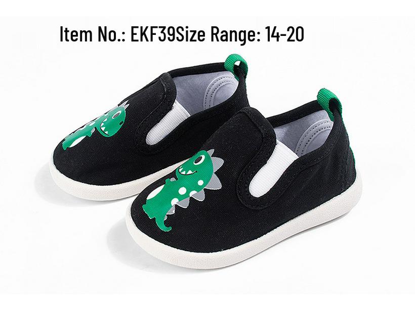 Eva Spring Dinosaur Canvas Shoes – Toddler Slip-On with Double Velcro and Soft Sole