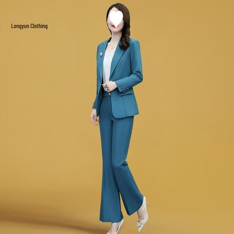 Spring 2025 Slim Fit Fashion Suit: Women's Two-Piece Set with Micro Flare Pants