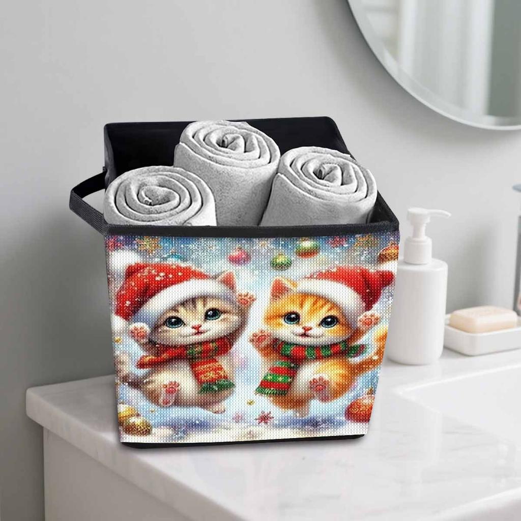 Two Lovely Kittens 5D Diamond Painting Storage Basket Full Round Drill Mosaic Diamond Embroidery Cross Stitch Kits Home Decor Home Decor