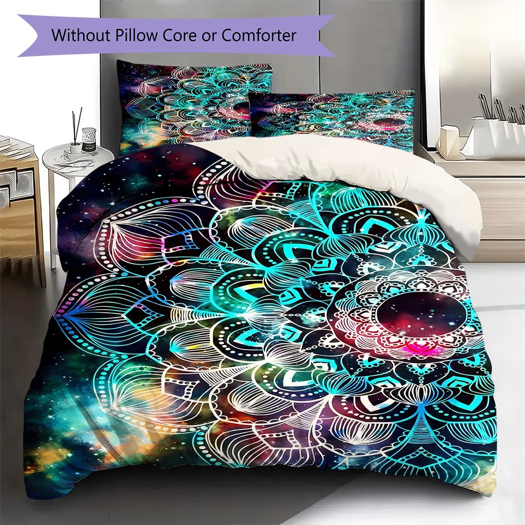 Mandala Pattern Bedding Quilt Set Quilt Cover Pillowcase Home Decoration Gift (1 * duvet cover + 2 * pillowcase, without core)