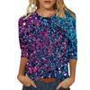 Spring and Autumn Round Neck 3D Glitter Pattern Printed Top Fashionable Casual Long Sleeved Women's T-shirts