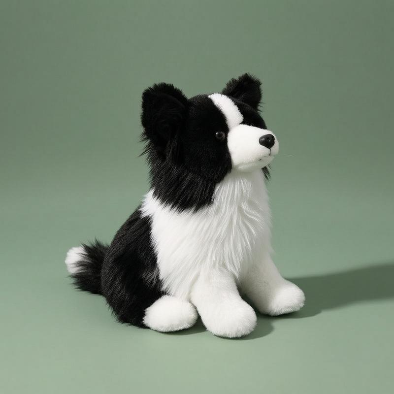 Border Collie Stuffed Animal Dog Realistic Border Collie Stuffed Animal Stuffed Dog with Stuffed Animal Tail Lifelike Soft