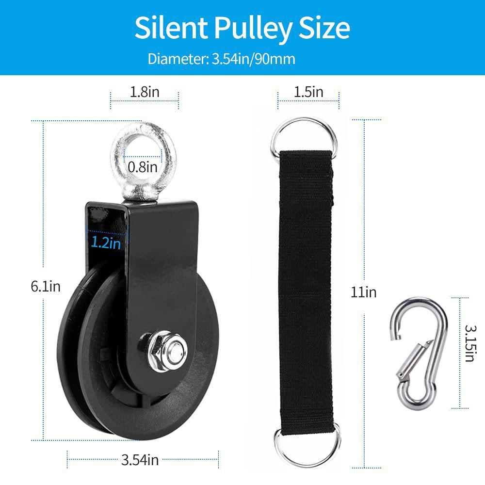 3,54-tums kabeltrissa med 360 graders roterande draghjul, utrustad med låsspänne och rem, tyst och stabil, avtagbar