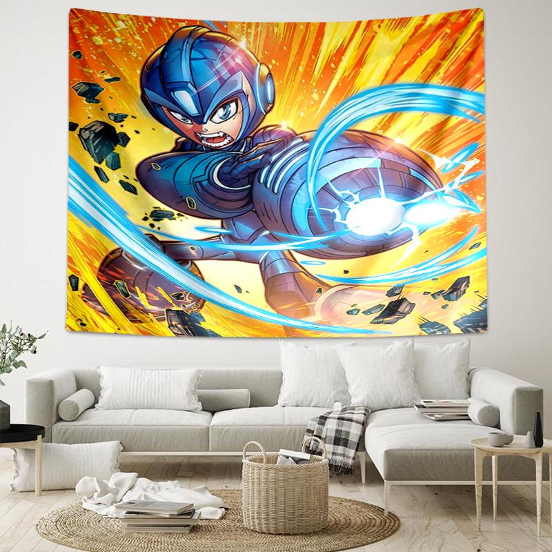 1pc Cartoon Rockman Game Megaman1 Tapestry, Living Room, Bedroom, Office, Party Decor, Ideal Festive Gift