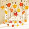 KALEFO 30Pcs Fall Decorations Autumn Hanging Swirls Thanksgiving Decoration Maple Leaf Themed Party Supplies Hanging Foil Swirl Decor for Home