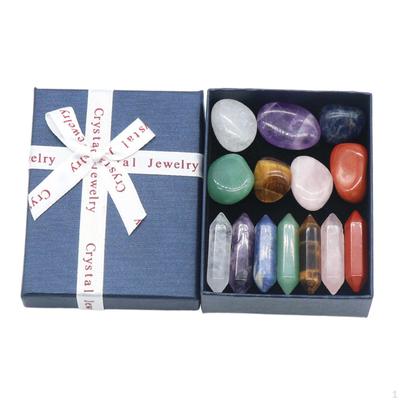 14 Pieces Colorful Stones Set Double Pointed for Yoga Girlfriend
