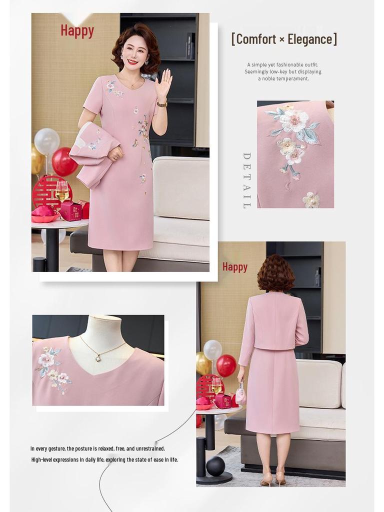 2026 New Style Mother-in-law Formal Wedding Dress Set for Middle-aged Women - Spring & Autumn