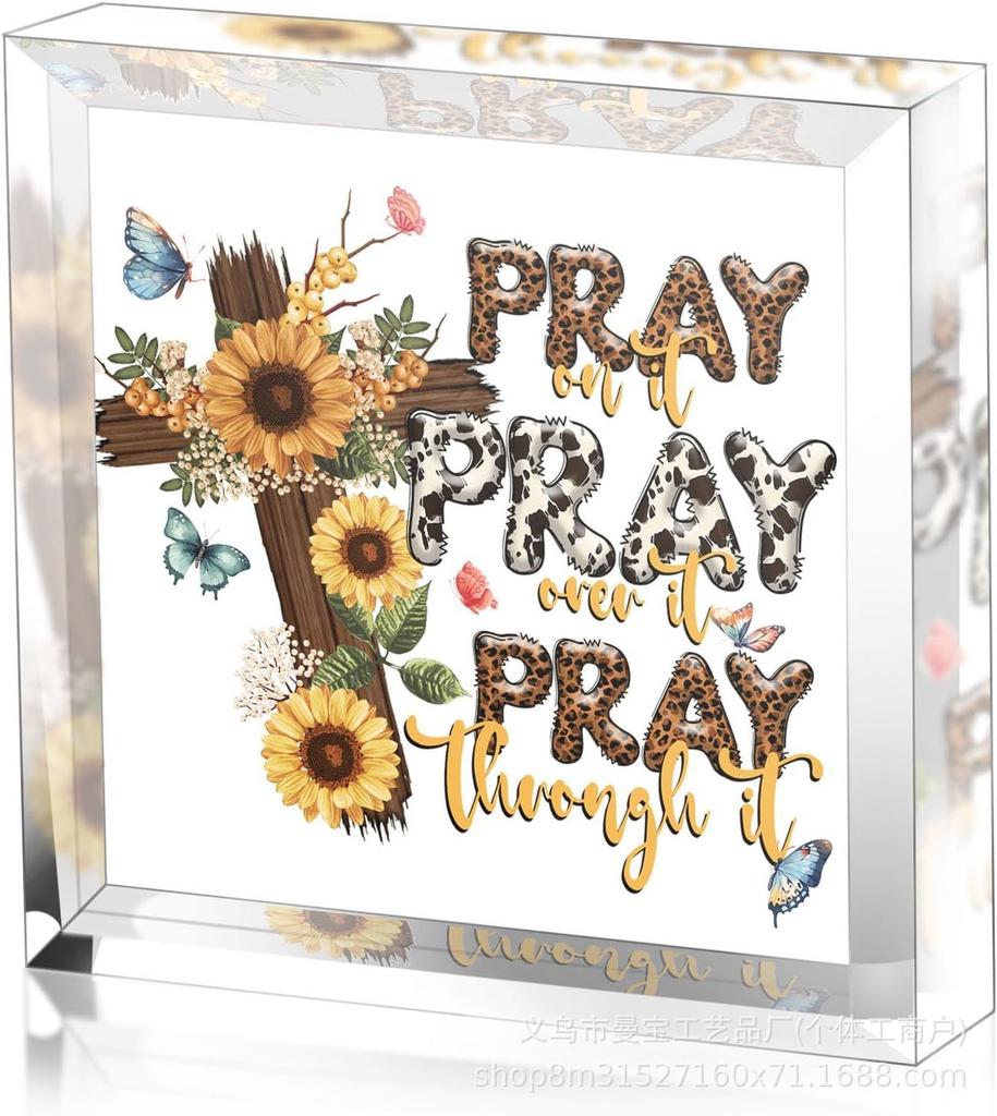 Pray More Worry Less Decoration Cute Gift Butterfly Crafts Flower Study Desk Ornaments Home Decoration Accessories Home Decor