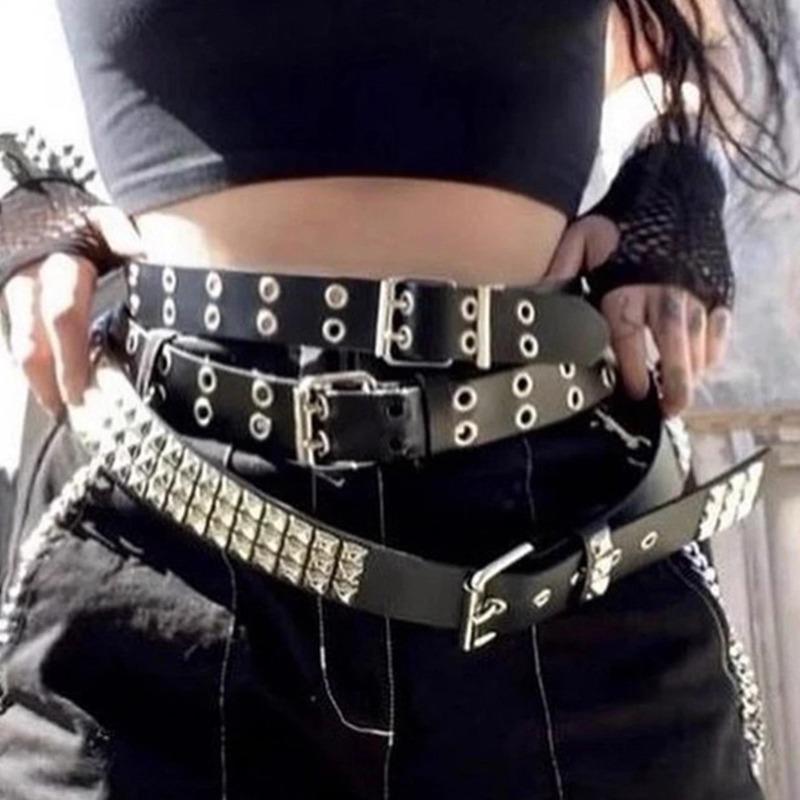 2026 Fashion Rivet Belt for Men Women Studded Belt Punk Rock With Pin Buckle Drop Shipping Black Waistband Jeans Accessories