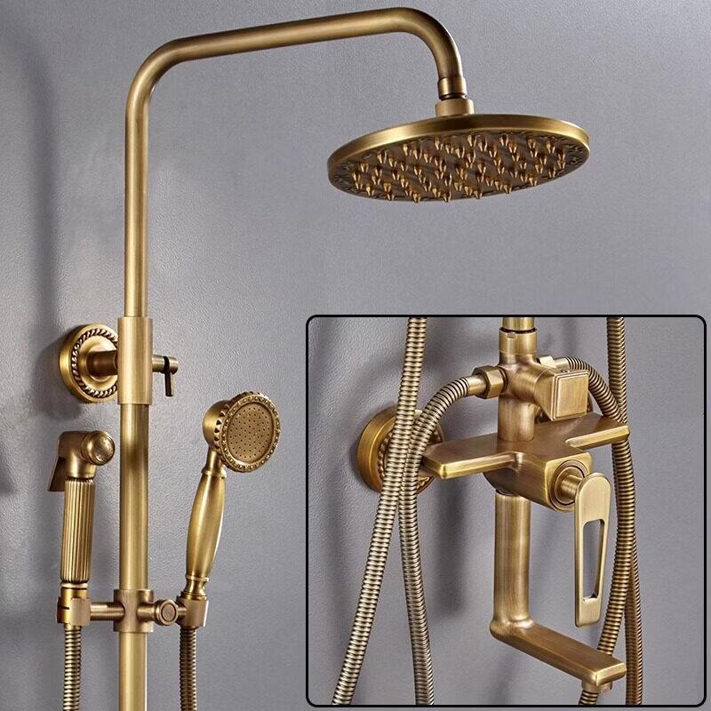 TLXT Vintage Full Brass Shower Set