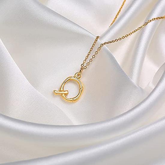 Rockyu Náhrdelník pre abecedný iniciál z nehrdzavejúcej ocele 18K na kľúčnu kosť Módny doplnok pre ženy, Zlatý, 18K, Prívesok, Náhrdelník, Elegantný, DIY26, Oceľ, Náhrdelník,