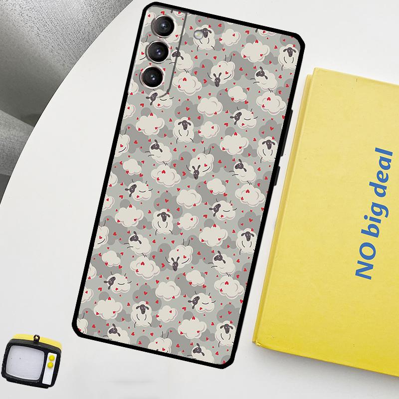 Cute Sheep Case For Samsung Galaxy S23 S22 Ultra S20 S21 FE S9 S10 Plus Note 10 20 Ultra Back Cover