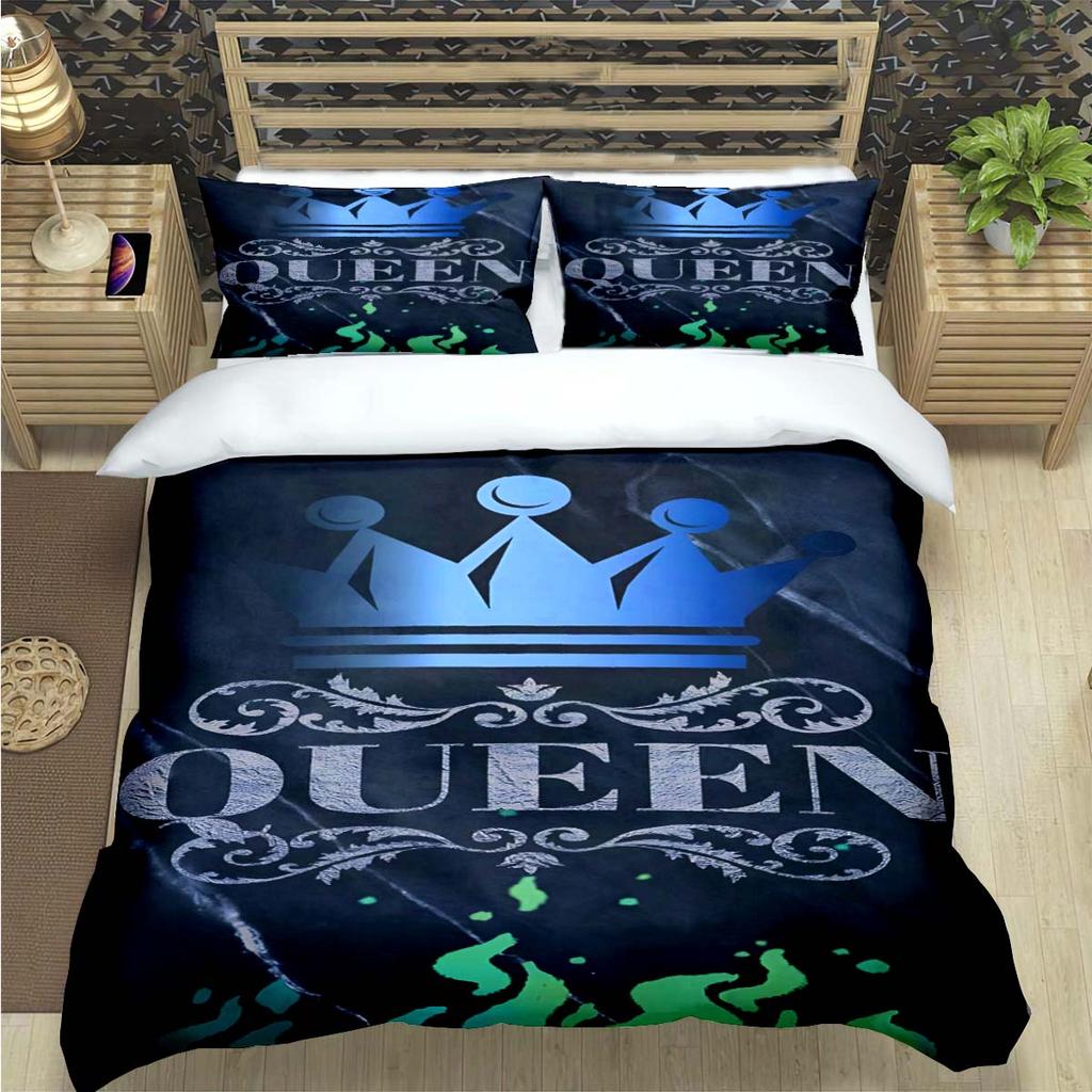 Fashion King And Queen Print Bedding Set Single Twin Full King Size Cute Animals Bed Linen Adults Teens Bedroom Luxury Gift