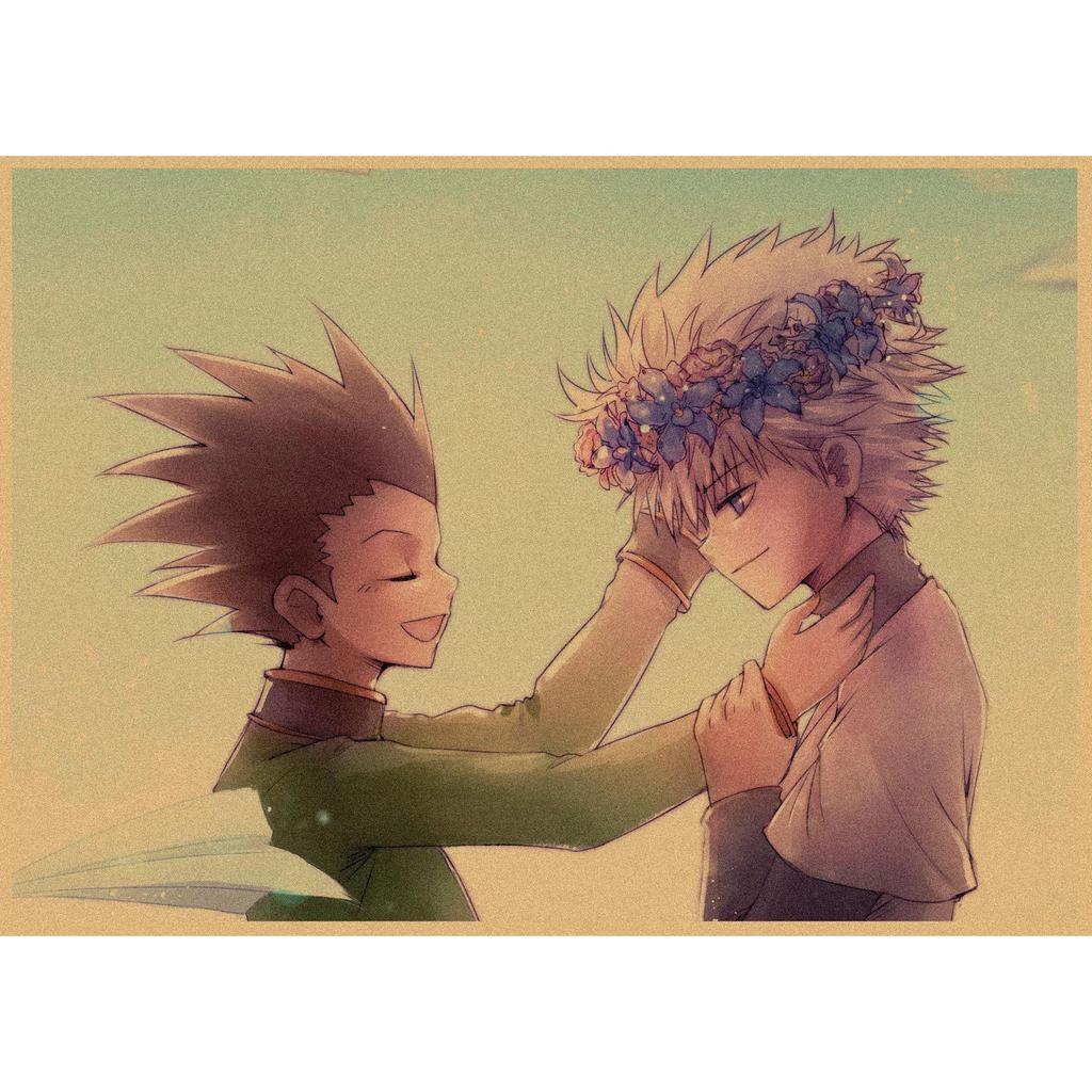 Retro Kraft Paper Wall Poster: Hunter X Hunter Japanese Anime Art for Bar & Cafe Decor