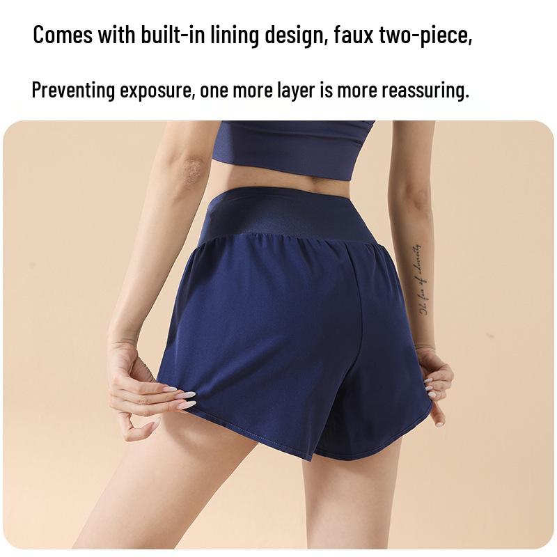 Women's 2025 High-Waisted Sports Shorts with Pockets - Hip-Lifting, Anti-Exposure, Loose Fit for Running & Yoga