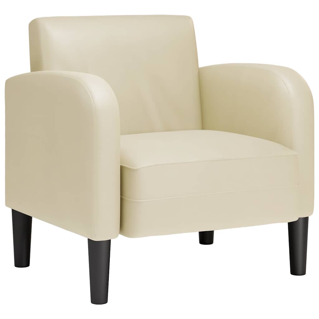 Cream Armchair with Armrests 54 Cm Faux Leather