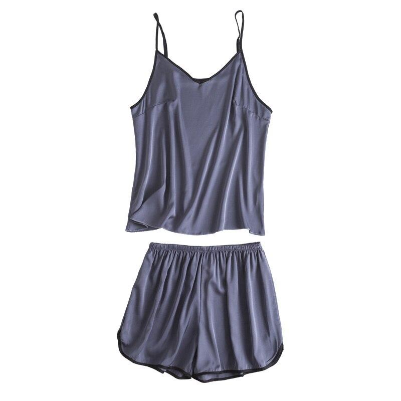 Women's Imitation Silk Pajamas Suspender Shorts Two-piece Simple Style Pajamas Suit Comfortable Home Clothes