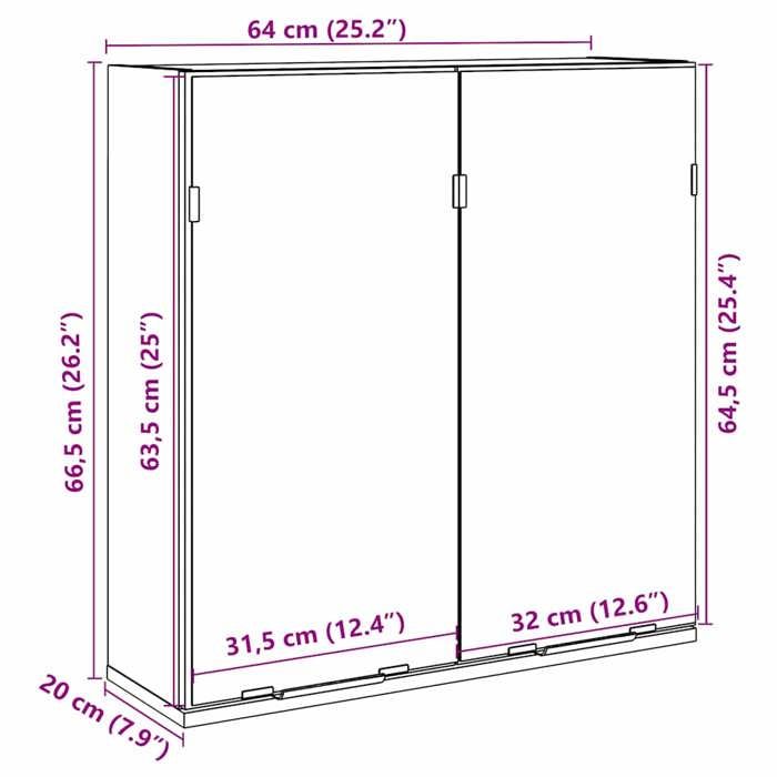 VidaXL Armoire à miroir de salle de bain gris béton bois d'ingénierie, placard à miroir, armoire murale avec miroir, armoire 856939