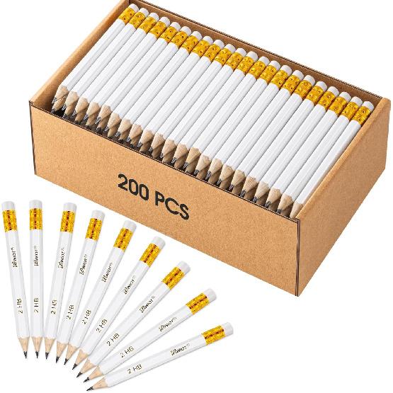 ZWlOT Golf Pencils with Eraser, #2 HB Half,4" Mini,Pre-Sharpened,120/200/320 Count Pencils Wood Cased Short for Classroom, Office, School, Wedding
