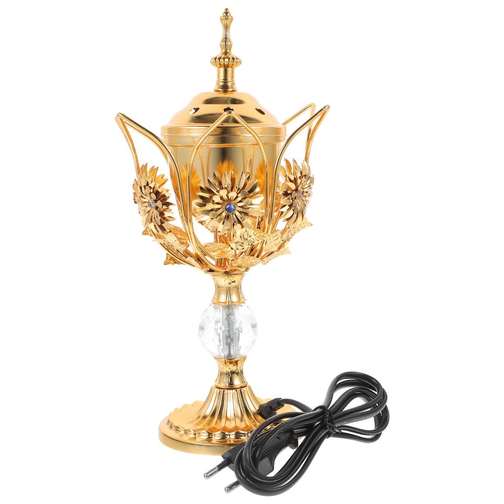 Electric Aroma Incense Burner Iron Vintage Plug-in Censer Holder Compact Metal Decor Incense Stove Safer for Home Eu Plug