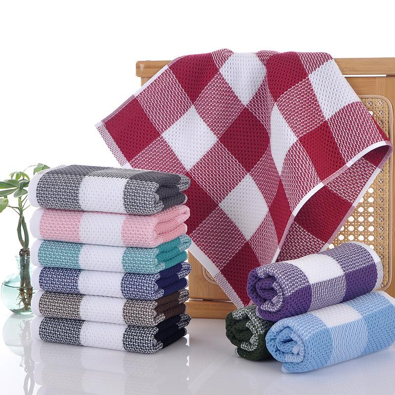 

Pure cotton face towel, dyed plaid style, household soft absorbent towel 72x35 рожевий