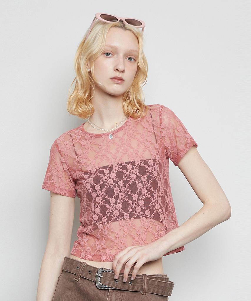LARTIGENT L3 Lace T-Shirt(Pink)
