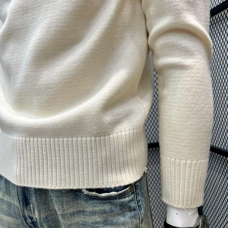 Módní značka Personalizovaný květinový vyšívaný svetr pro muže na zimu Zesílený teplý top Kulatý výstřih Dlouhý rukáv