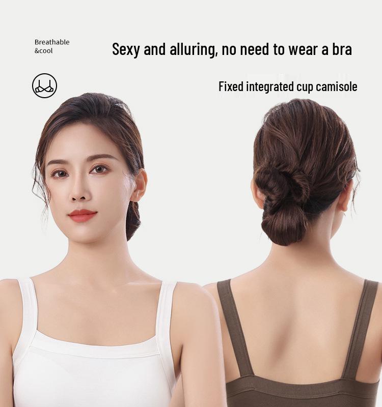 Camisole de Yoga Acolchoada Costas Nuas Uma Alça Feminina: Biquíni Tomara-que-caia Estilo Verão Anti-Exposição