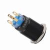 19mm 12 24V LED ON OFF Black Waterproof Selflocking Latch Push Button Flate Switch
