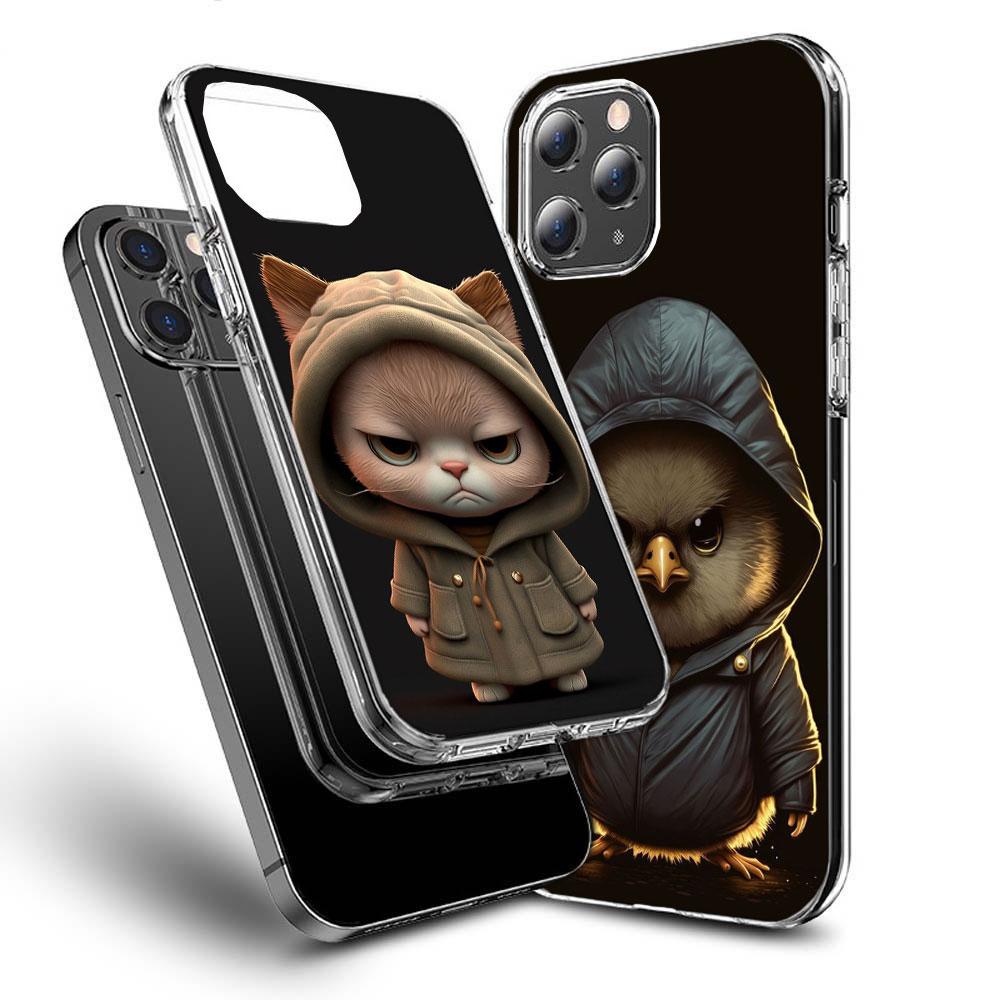 Monkey Frog Pig Cow Bird Cat Animal Phone Case For Iphone 16E 15 Pro 14 Plus 17E 16 17 Pro Max Air 11 12 13 Mini Shockproof C