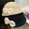 Elegant Camellia Flower Cap French Style Women's Formal hat Vintage Floral Bowler Hat  Famale