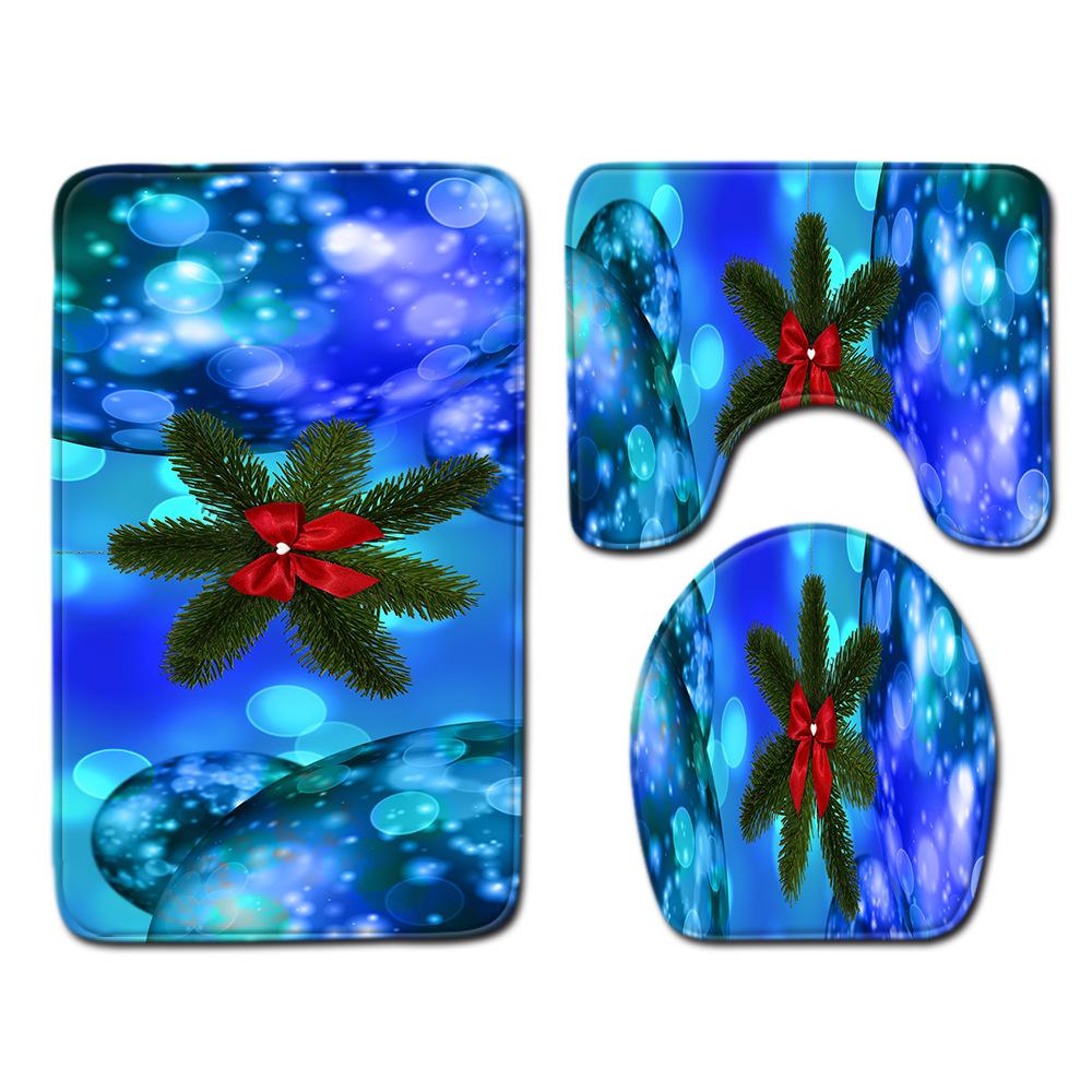 Christmas Bathroom Floor Mat Toilet Three-Piece Set