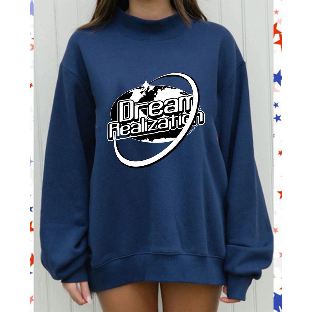 Trendy Women's Autumn Sweatshirt: European Size, Casual, Fashionable, Comfortable, Mid-High Collar, Long-Sleeved