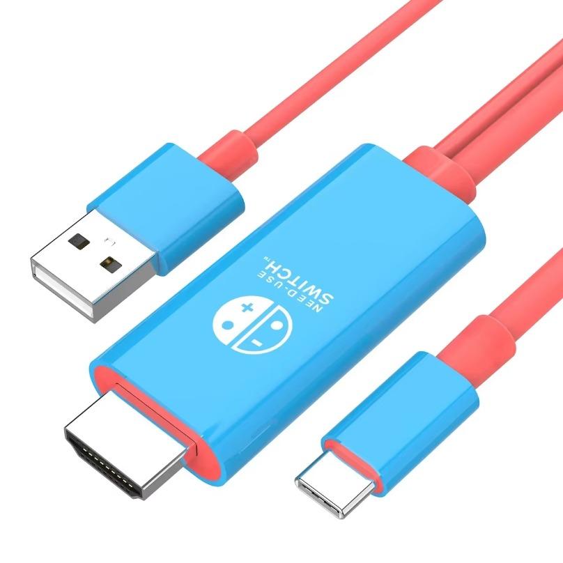 4K HD Adapter Type C To HDMI-Compatible Cable & 5V USB Charging Portable TV Dock For Nintendo Switch/OLED Steam Deck IPad Pro