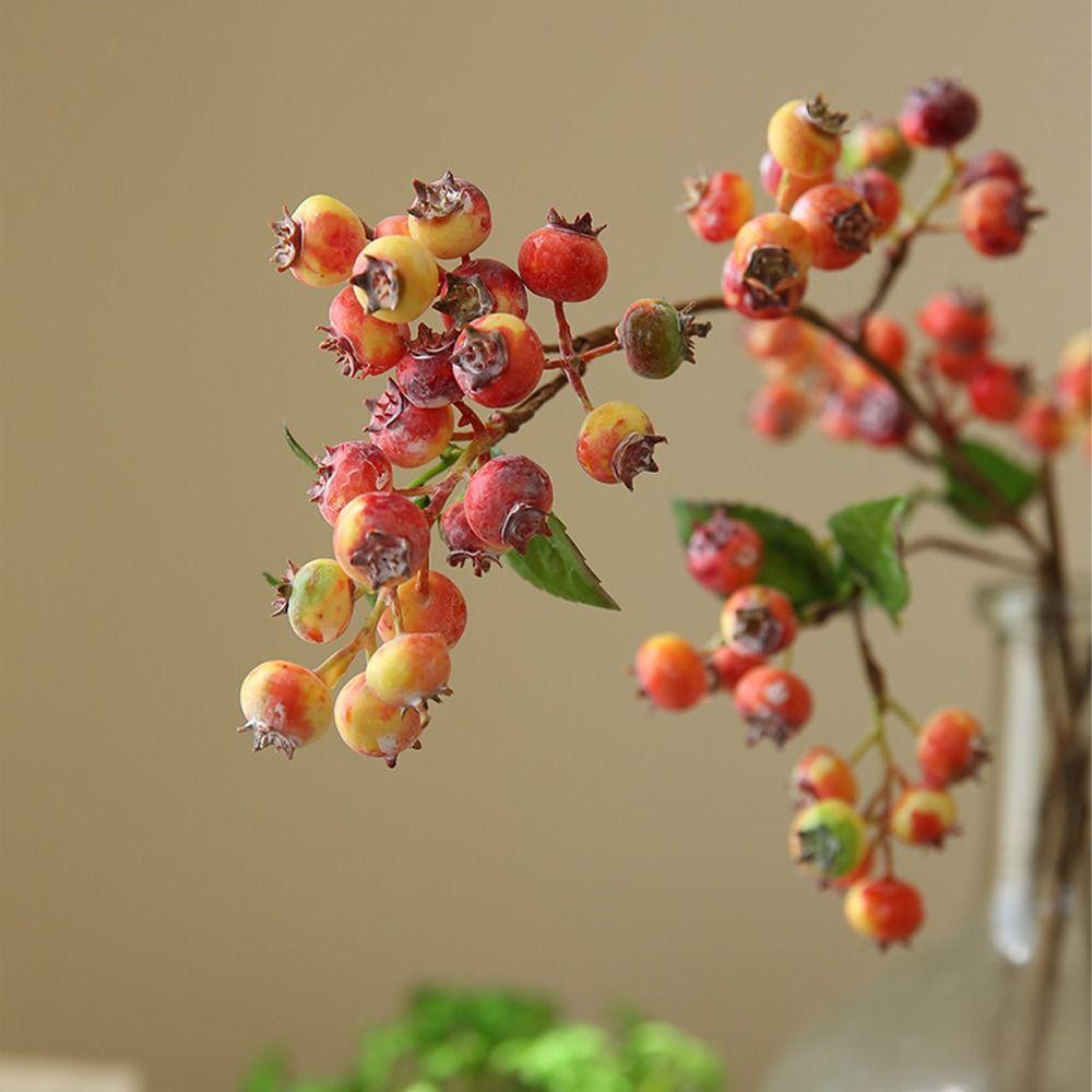 Plastic Christmas Blueberry Fruit Branches Realistic Elegant Simulation Foam Red Berry Handmade Fake Plants