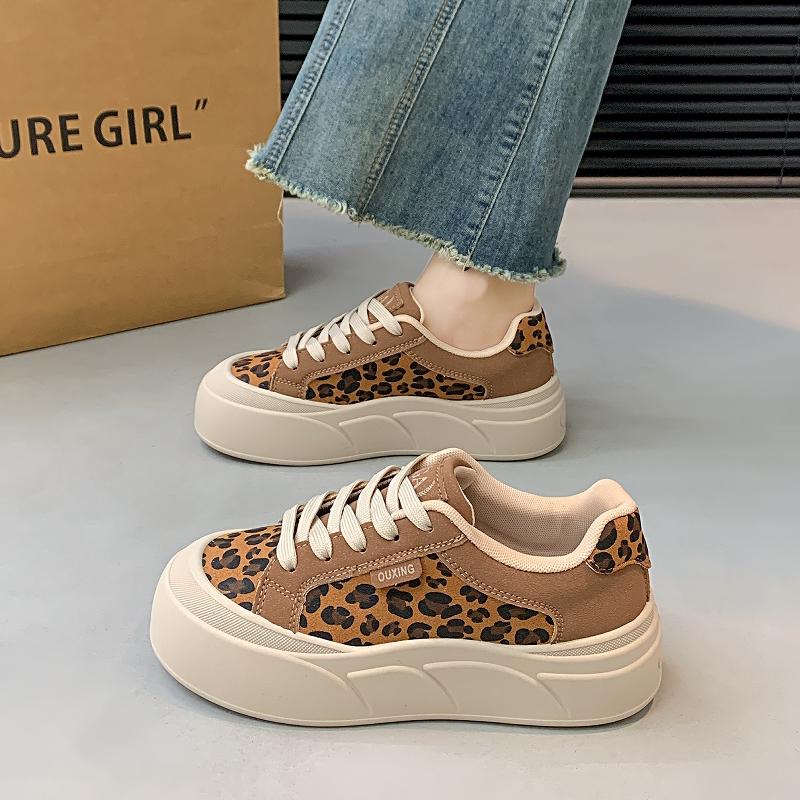 

CRLAYDK Summer Women s Stylish Skate Sneakers Tennis Low Top Casual Walking Flats Fashion Comfortable Leopard Non Slip Shoes 35