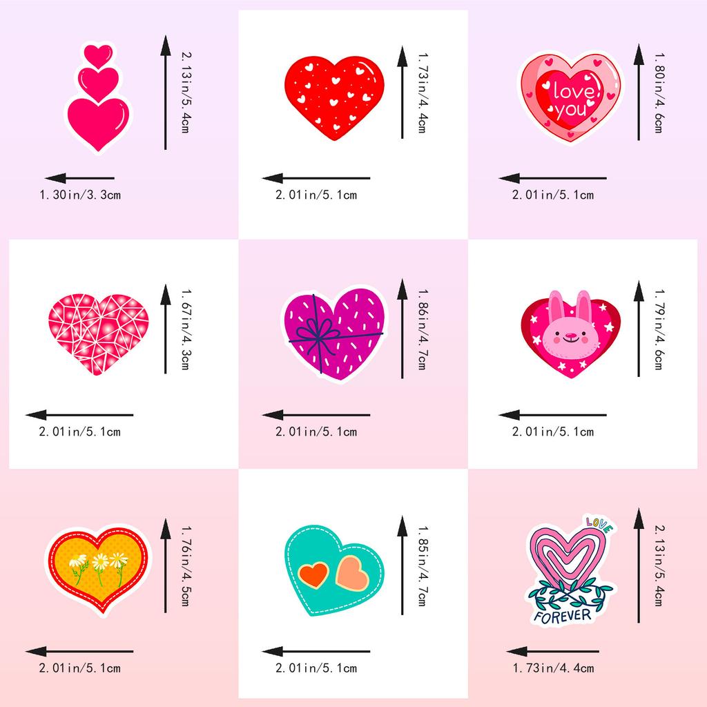 50 PCS Shiny Cute Heart Stickers - Kawaii Doodle Decals for Journal, Skateboard, DIY Craft
