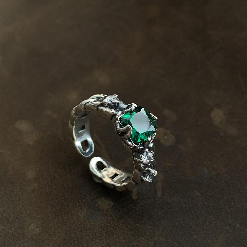 Korean Silver Square Diamond Ring for Women, Index Finger Ring, Fashionable, Unique, Minimalist Style, High-End, New Trendy Ring