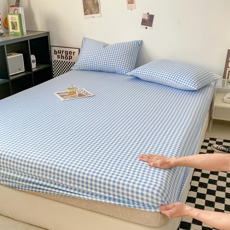 Plaid Style Fitted Sheet Skin-friendly Bed Cover Elastic Bedsheet for Girls Boys Room couvre lit Home Bed Linen(No Pillowcase)