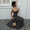 2026 Summer Off Shoulder Polka Dot Dress New Sexy Elegant Strapless Waist-cinching Slim Fit A-line Party Evening Dress Sweet Pleat Fashion Clothing